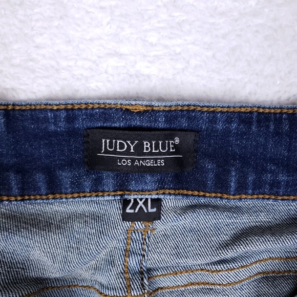 Judy Blue Button Fly Bermuda Denim Shorts 2XL Blue Stretch High Rise - Picture 6 of 9